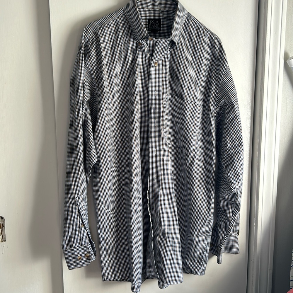 Jos. A. Bank long sleeve checkered dress shirt size L